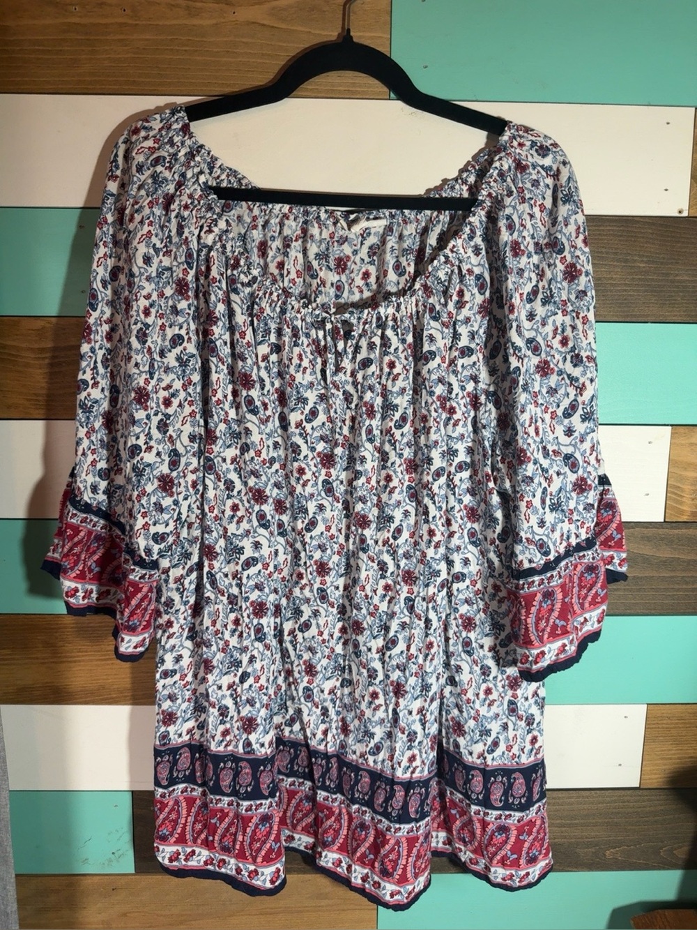 Westport Red & Navy Floral Boho Tunic